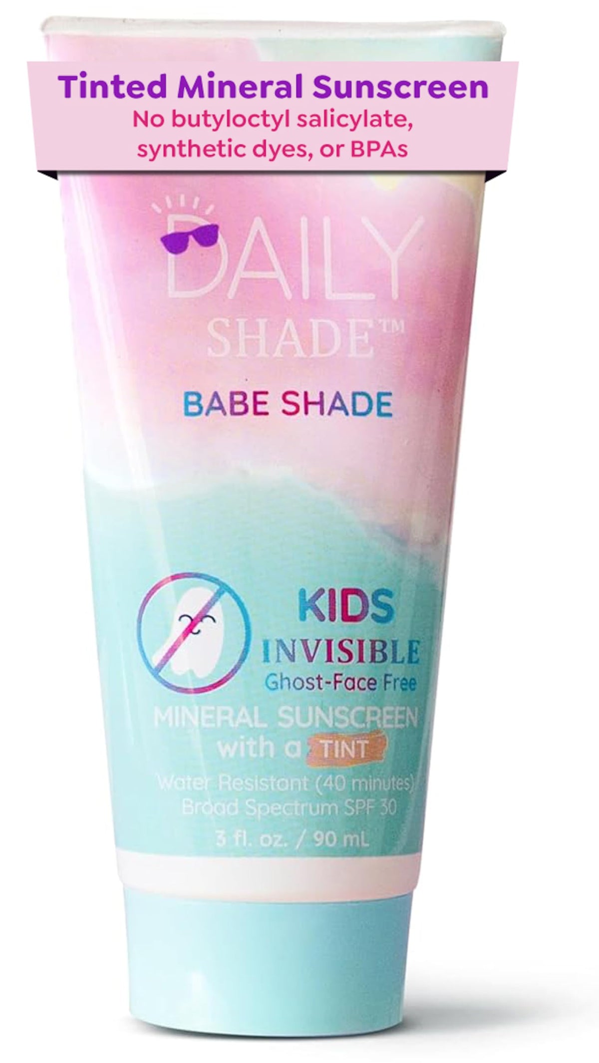 DAILY SHADE front tube view showing travel-sized SPF 30 and tint benefit