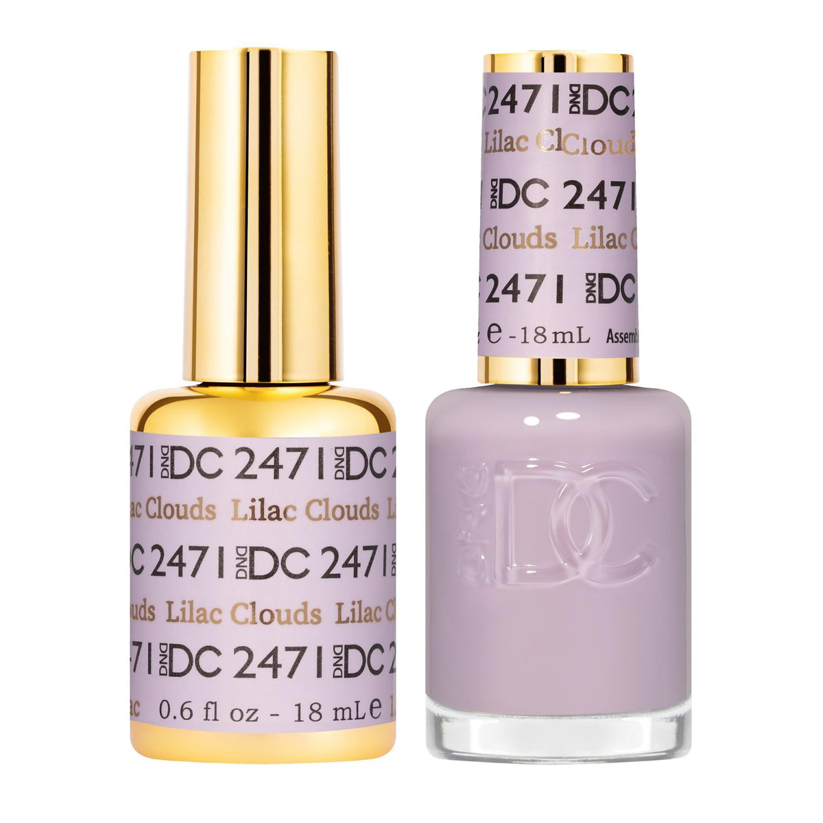 DAISY DND front packaging of Lilac Clouds showing matching gel and lacquer benefits