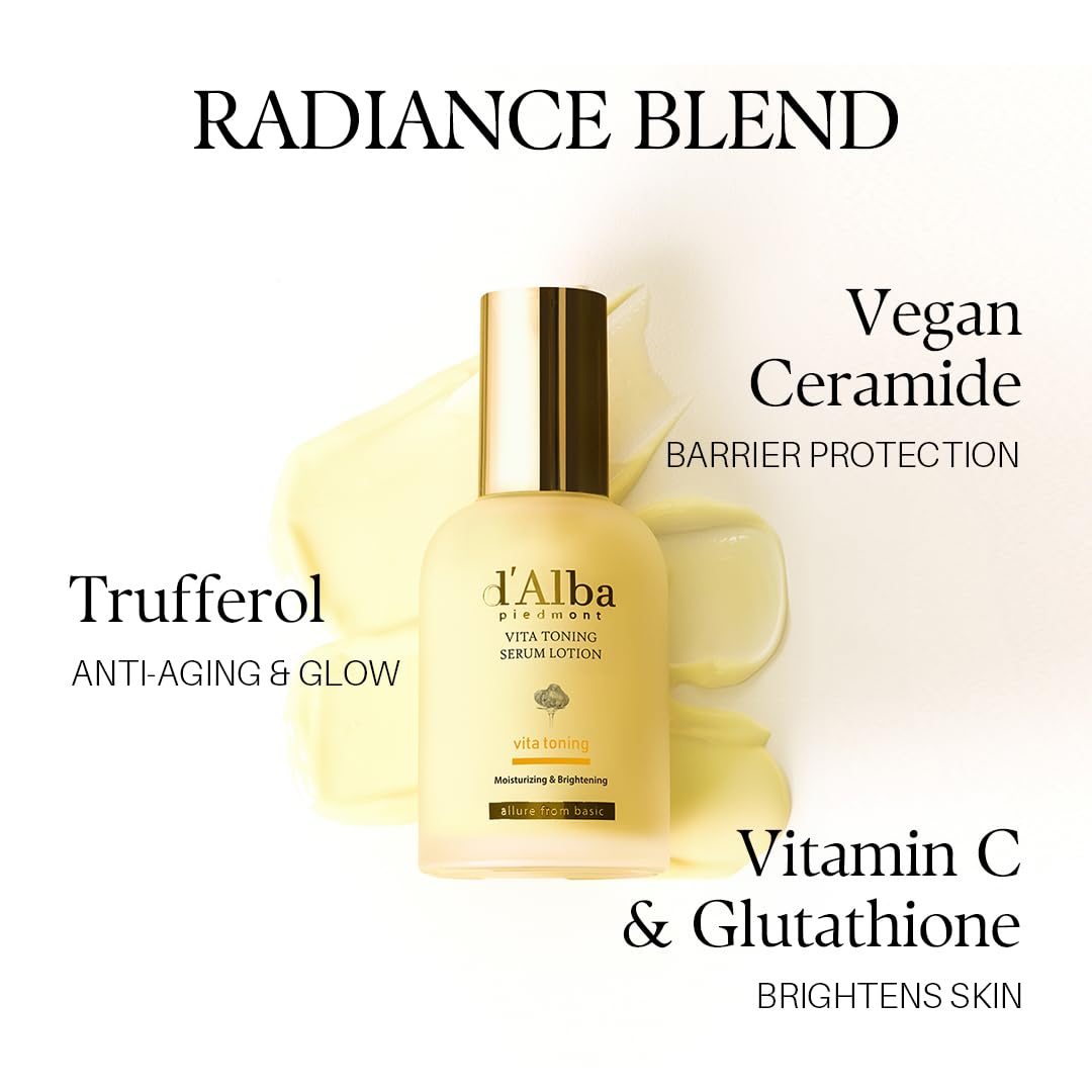 d'alba Piedmont application before and after showing hydrated, smoother skin