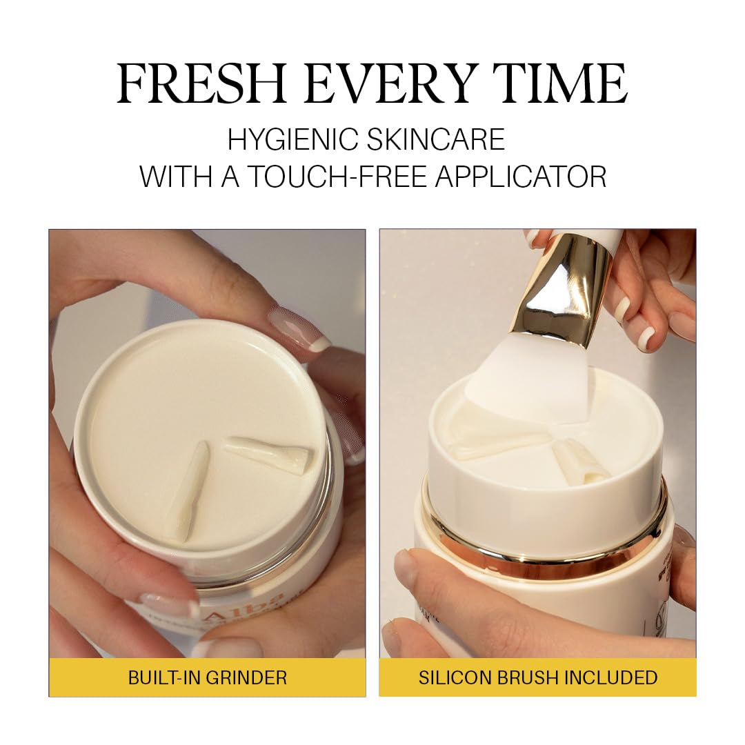 d'alba Piedmont cream being applied to cheek, illustrates smooth absorbency benefit