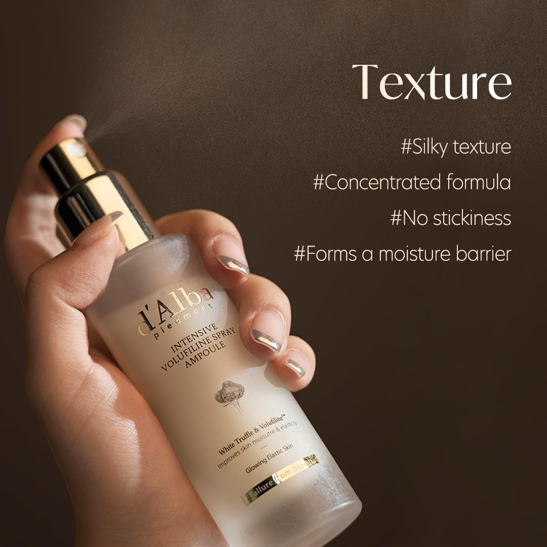d'alba Piedmont fine mist in use demonstrating even coverage and quick absorption benefit