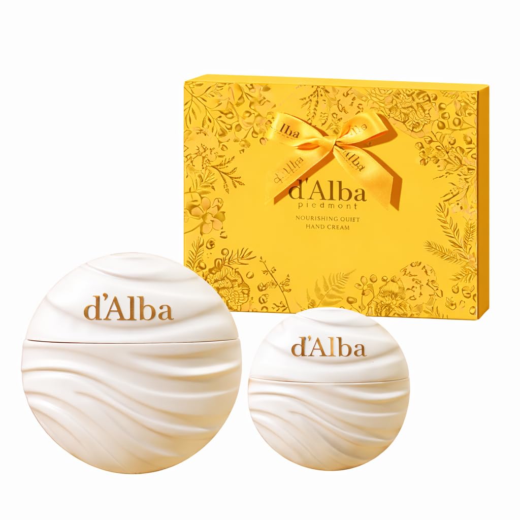d'alba Piedmont front packaging showing two hand cream tubes and elegant branding, gifting-ready benefit