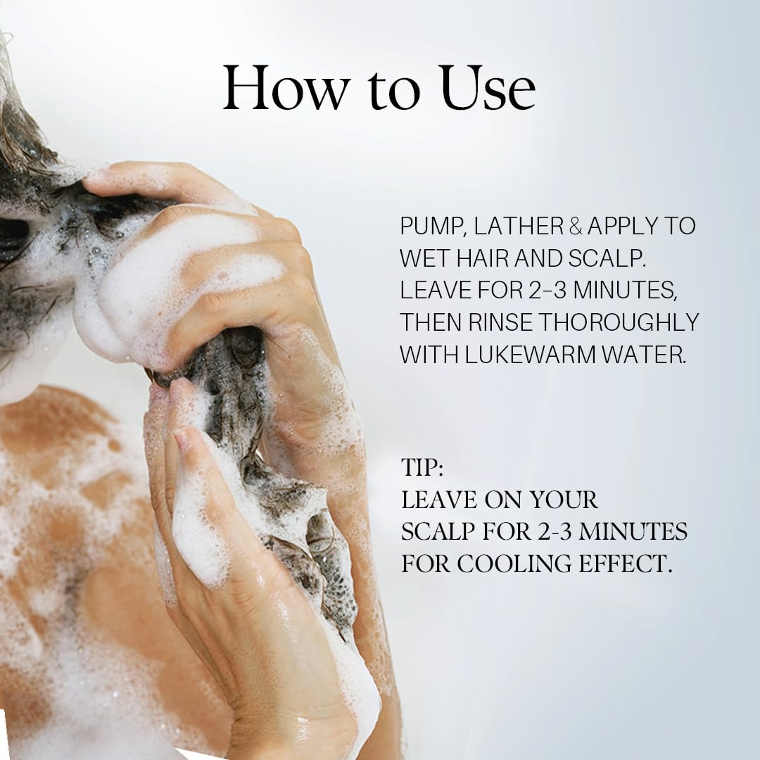 d'alba Piedmont shampoo in use massaged into wet hair for scalp care