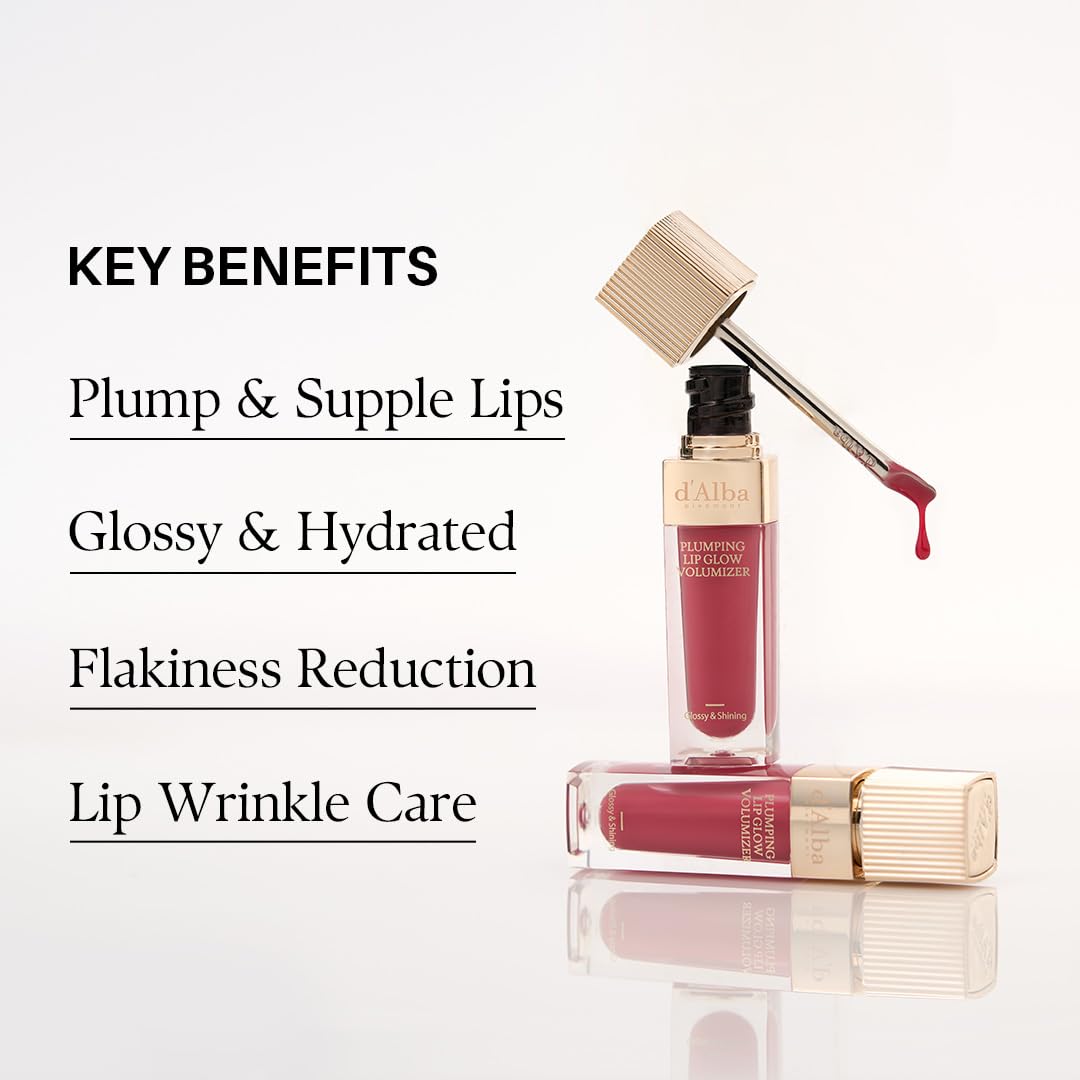 d'alba Piedmont lip swatch closeup highlighting rosy tint and plumping effect
