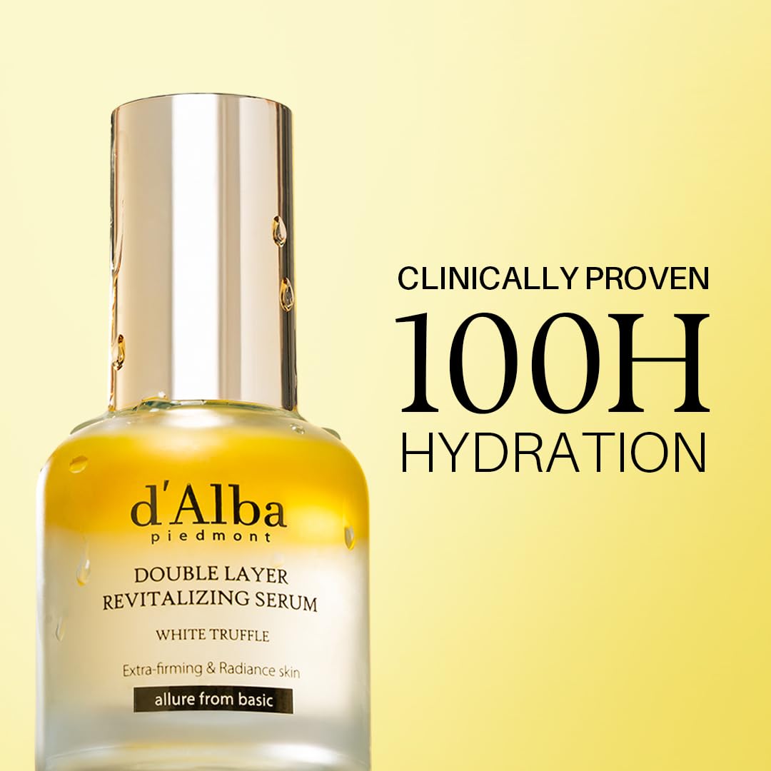 d'alba Piedmont close-up of serum drop highlighting lightweight texture benefit: fast absorption