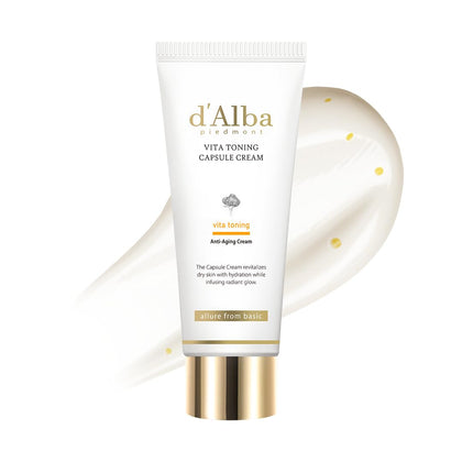 d'alba Piedmont tube front showing product and branding for brightening benefit