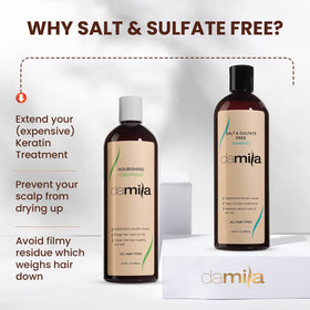 damila bottle back label with ingredient list and usage directions