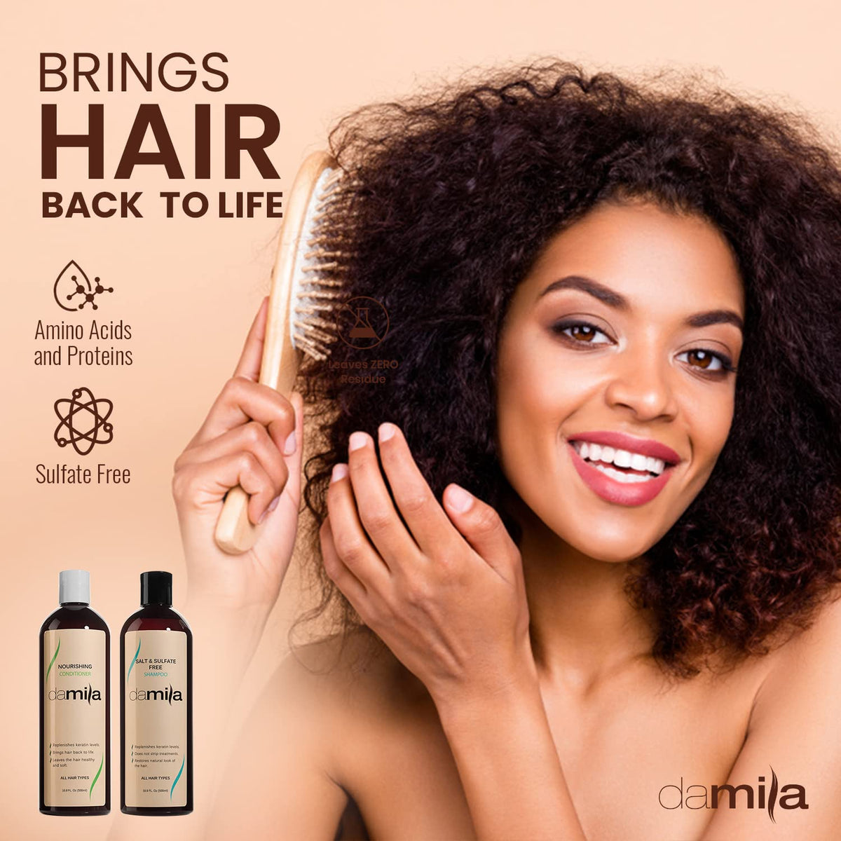 damila on curly hair after use showing defined curls and reduced frizz