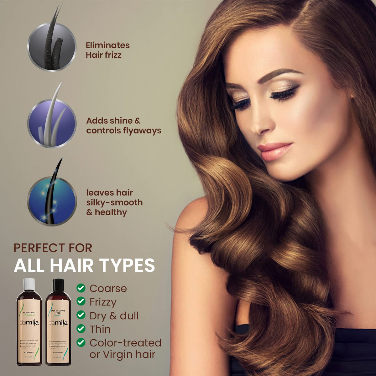 damila shampoo texture in hand showing creamy lather and gentle cleansing