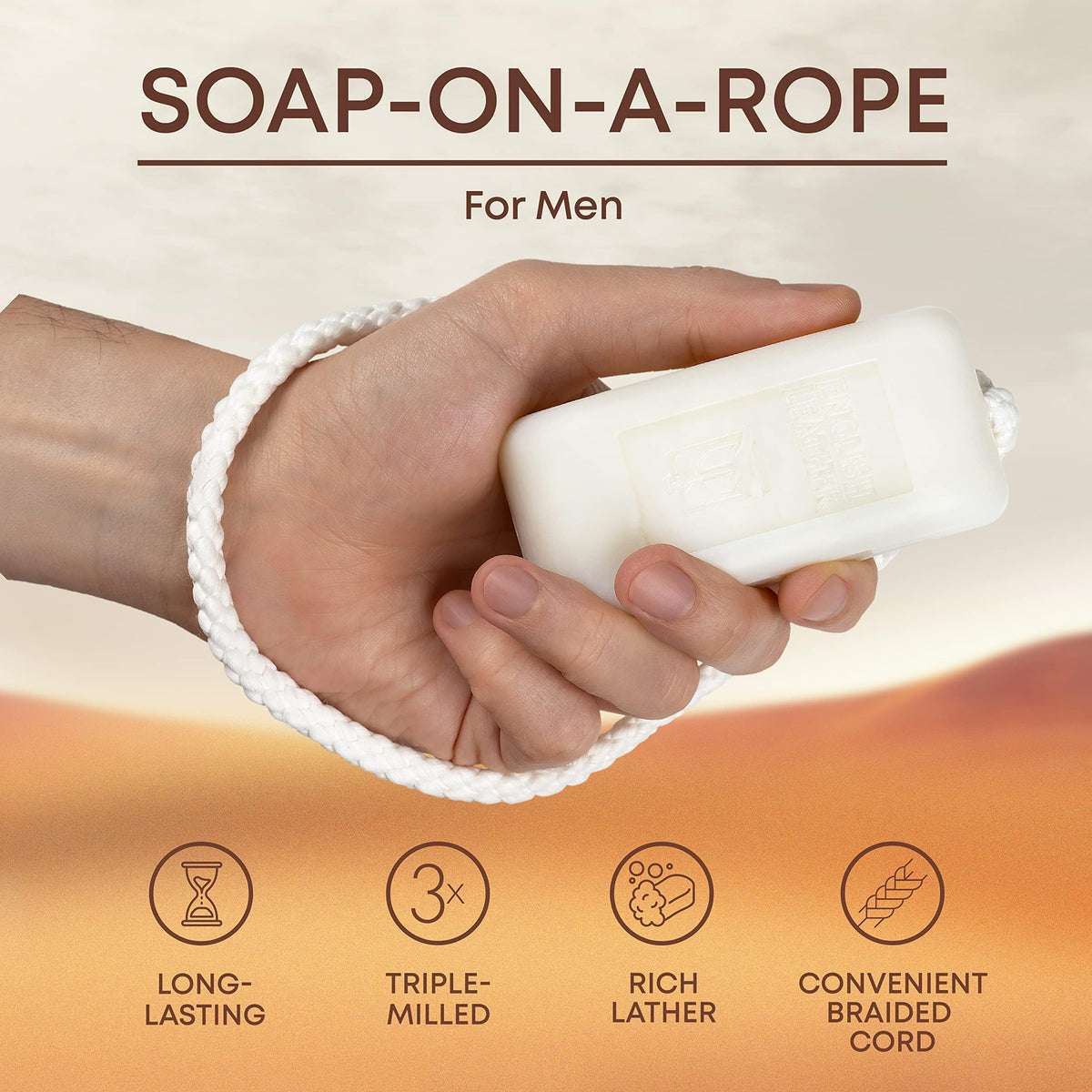 Dana close-up on triple-milled soap texture showing dense, long-lasting surface