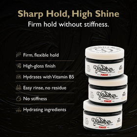 DandyMen pomade open jar showing smooth texture and easy application