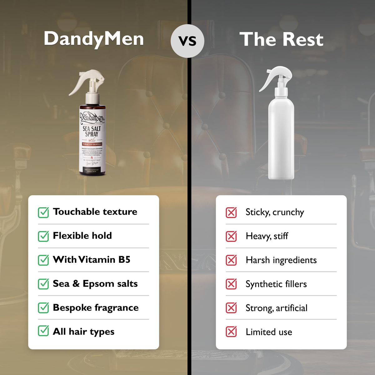 DandyMen close-up label Tobacco Vanilla scent highlighting fragrance and premium, clean formula benefit