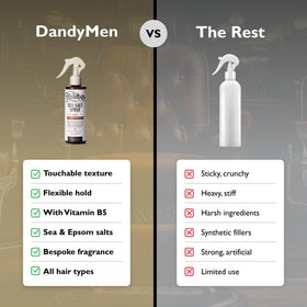 DandyMen close-up label Tobacco Vanilla scent highlighting fragrance and premium, clean formula benefit