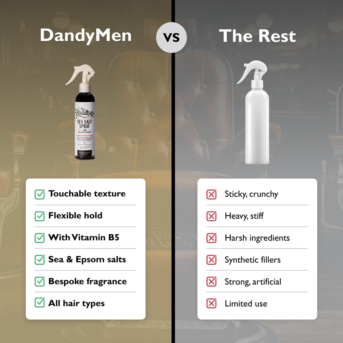 DandyMen close-up of textured hair showing added volume and matte finish