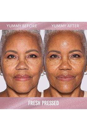 Danessa Myricks serum dropper releasing dewy texture, demonstrating hydrating plumping action