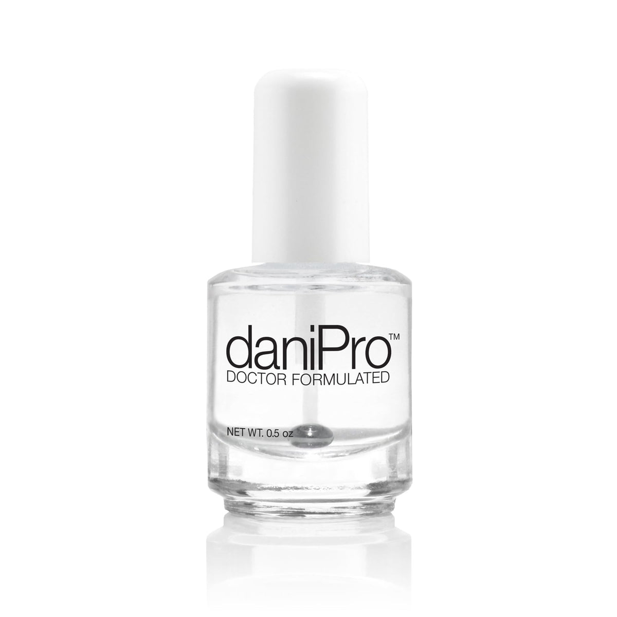 daniPro front packaging of clear base coat showing brand and 0.5 oz size benefit: trusted formulation