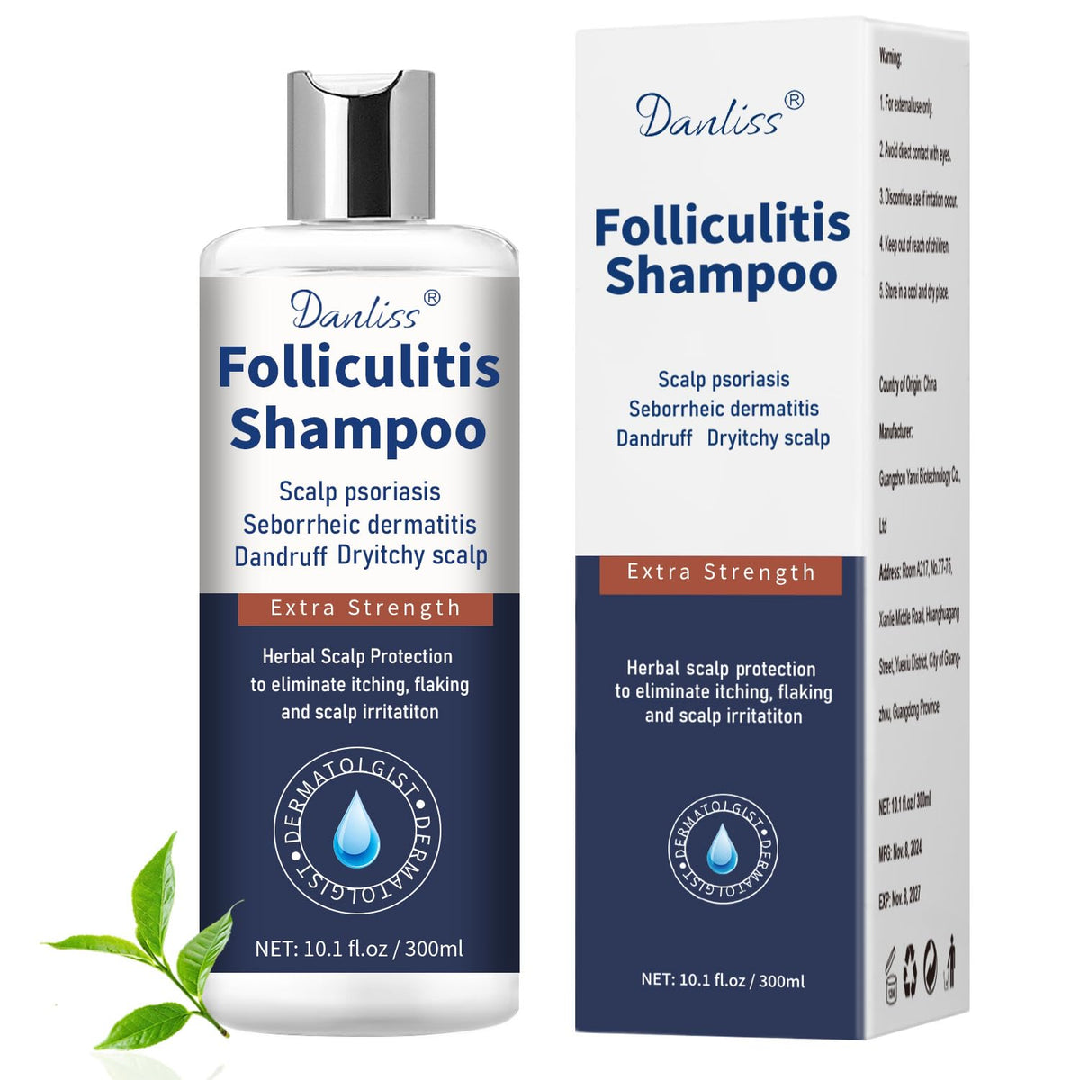 Danliss front bottle view showing packaging and clear benefit for scalp relief