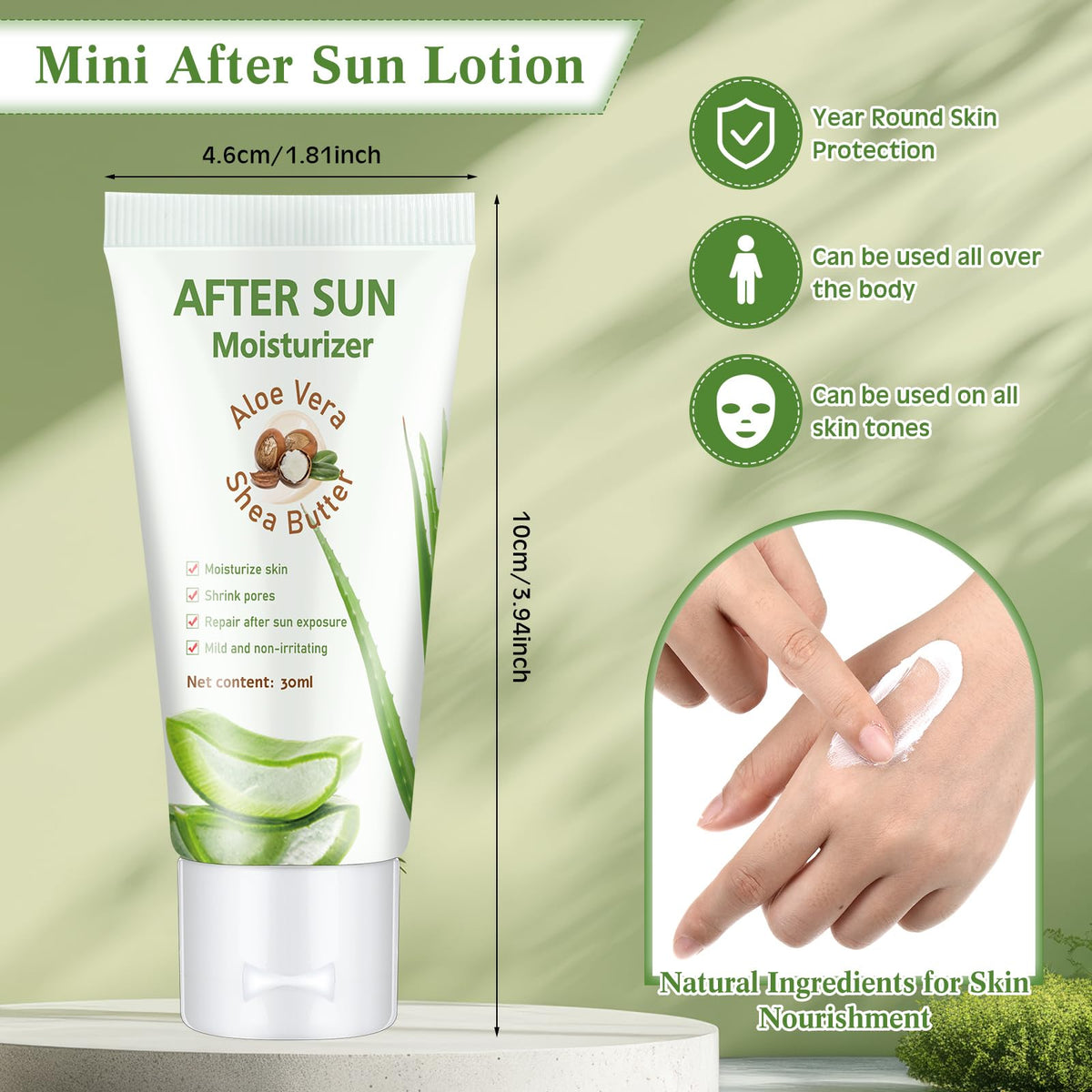 Dansib close-up of lotion texture highlighting aloe hydration benefit