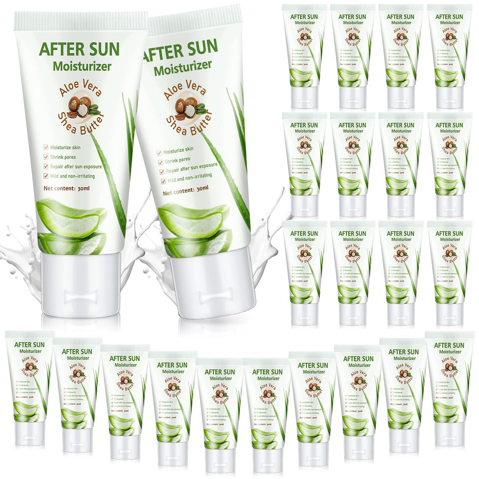 Dansib front packaging showing 24 mini after sun lotions and portability benefit