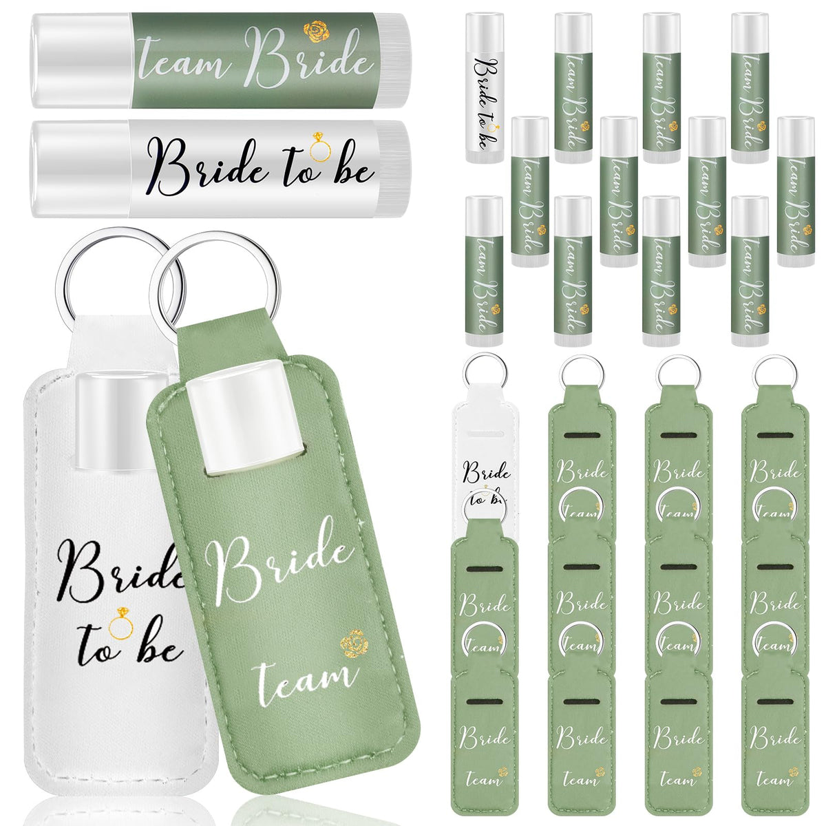 Dansib front packaging sage white showing complete 12-piece favor set and cohesive look