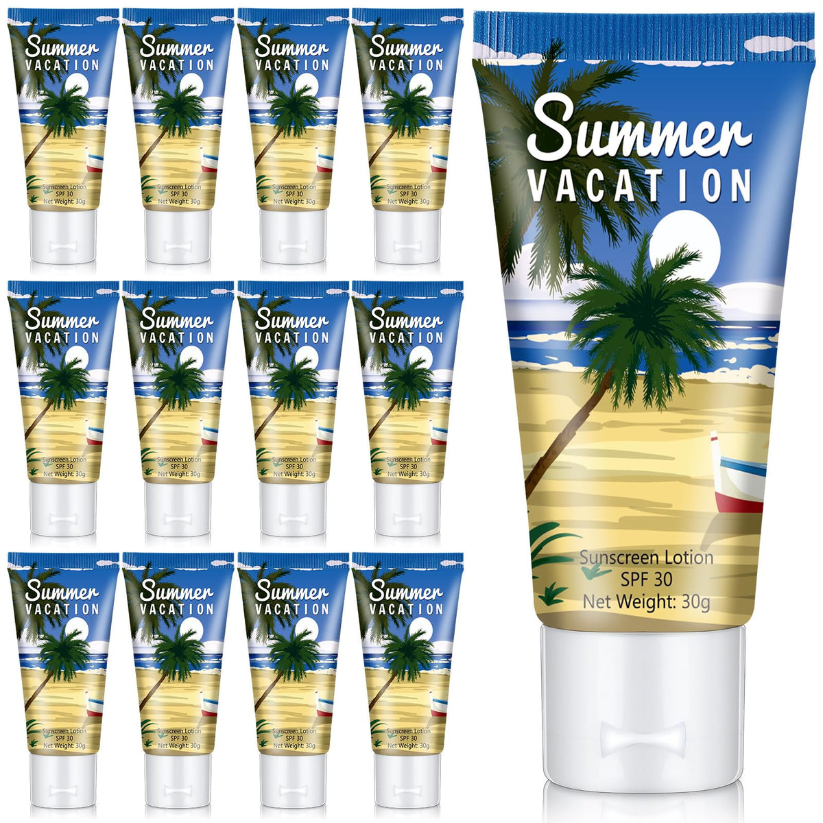Dansib front packaging showing twelve 1oz SPF 30 tubes and clear labeling, travel-ready protection