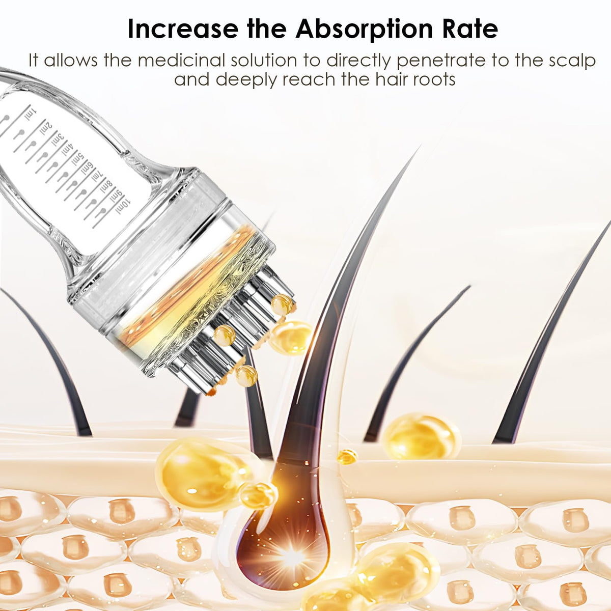 DAPENG applicator being used to place liquid directly on the scalp cleanly