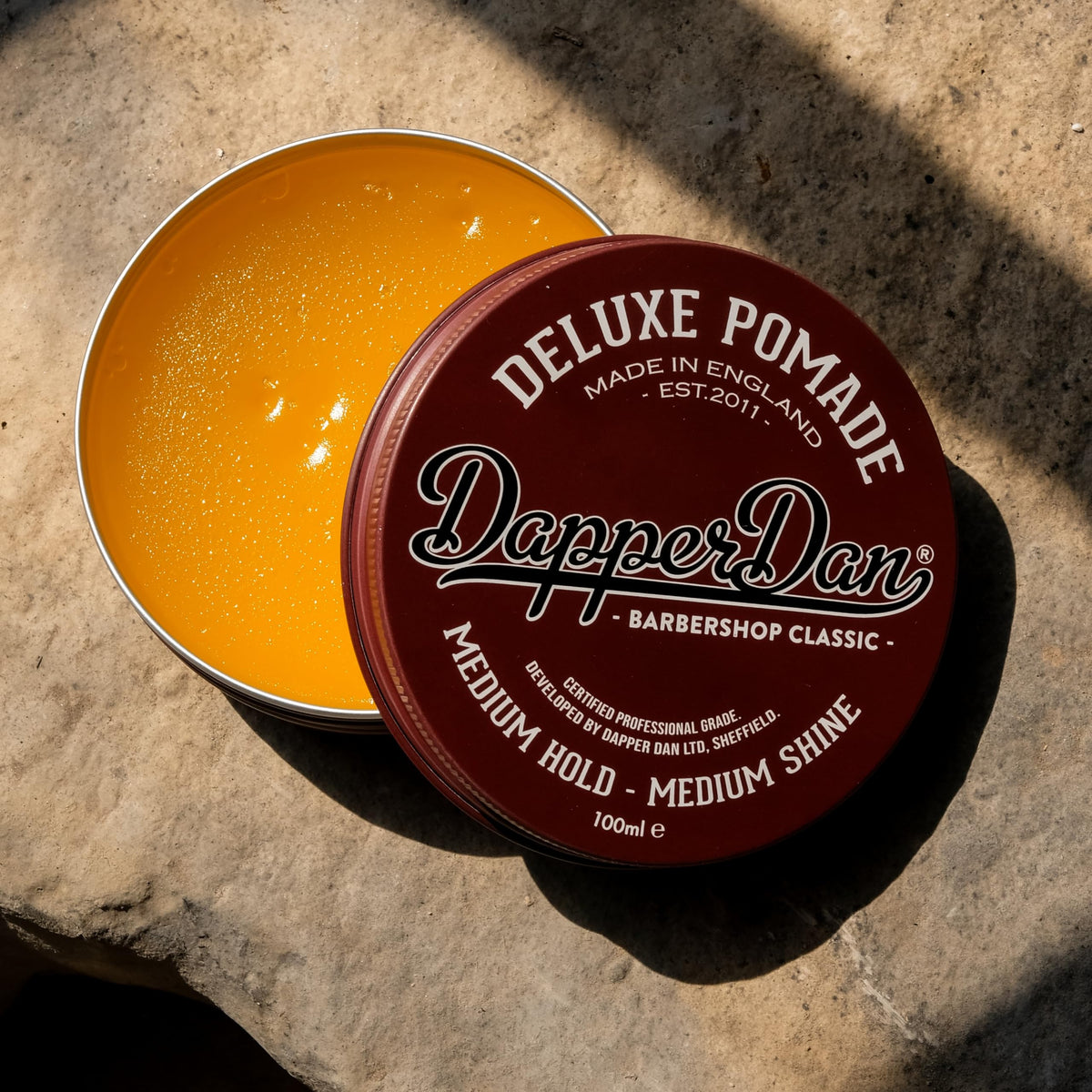 Dapper Dan styled quiff lifestyle photo showing medium hold and polished shine result