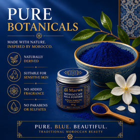 bathroom hammam setup with Dar Marwa powder showing an at-home spa ritual benefit
