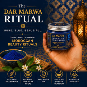 close-up of Dar Marwa indigo powder texture showing fine grind for smooth paste