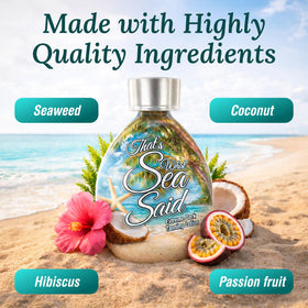 DARK TANS EXCLUSIVE label detail showing ingredient highlights like coconut and aloe