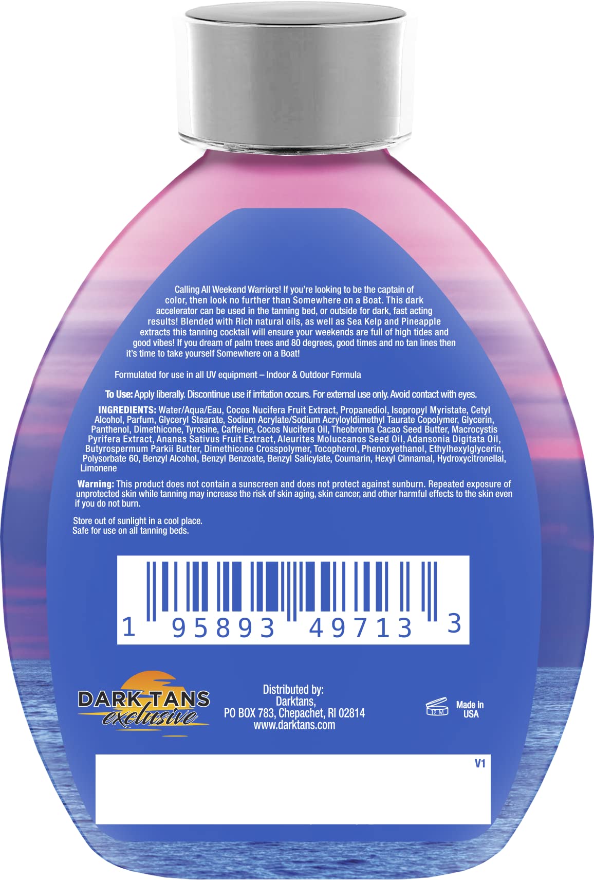 DARK TANS EXCLUSIVE dispensing lotion from pump highlighting easy application benefit