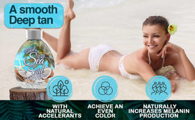 DARK TANS EXCLUSIVE applied near tattoo showing gentle, tattoo-safe tanning benefits