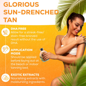 DARK TANS EXCLUSIVE ingredients label closeup showing coconut extracts