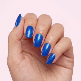 Dashing Diva close-up of a single Amalfi Blue strip displaying mirror shine