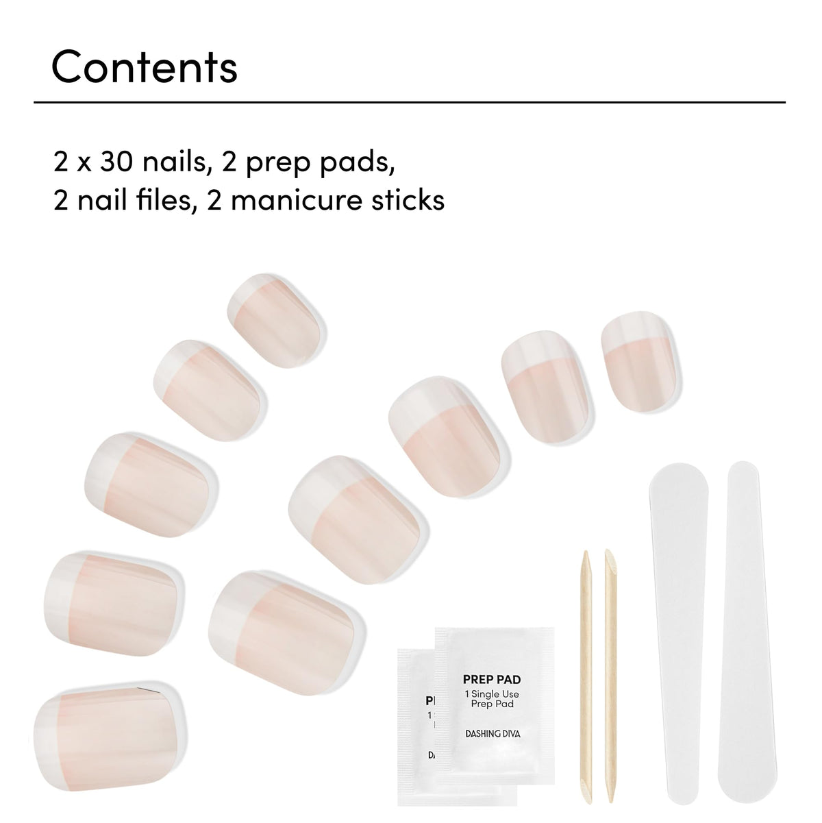 Dashing Diva application tools included prep pad file and manicure stick for easy use