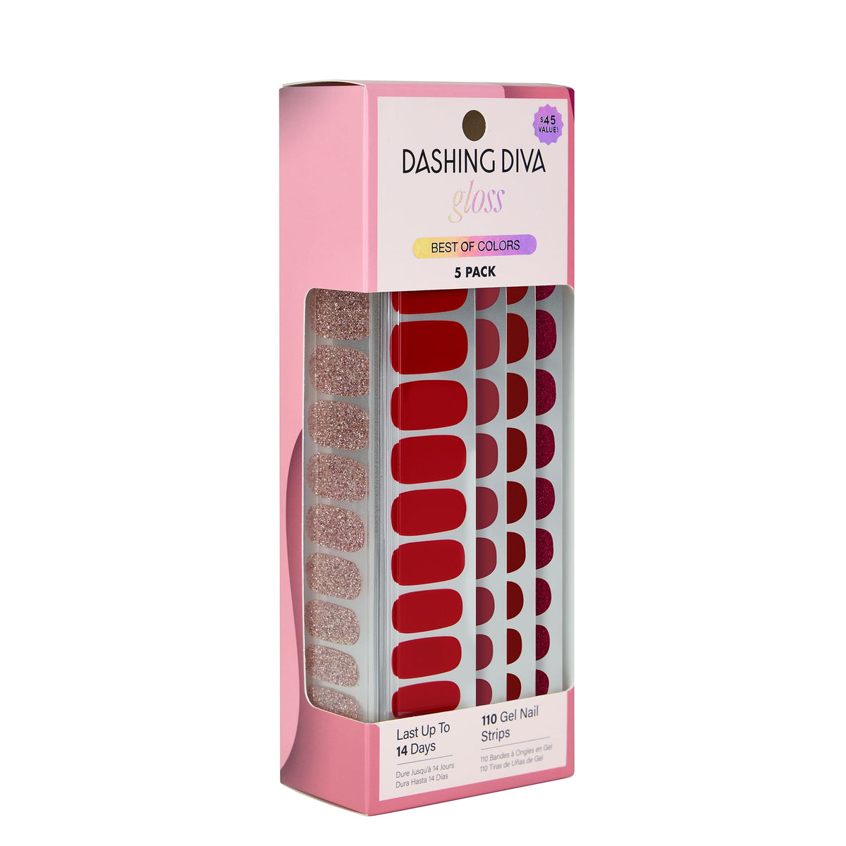 Dashing Diva front packaging showing Best of Reds kit and glossy finish benefit
