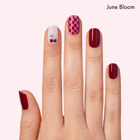 Dashing Diva Cha Cha Cherry strip close-up highlighting bold color and easy use