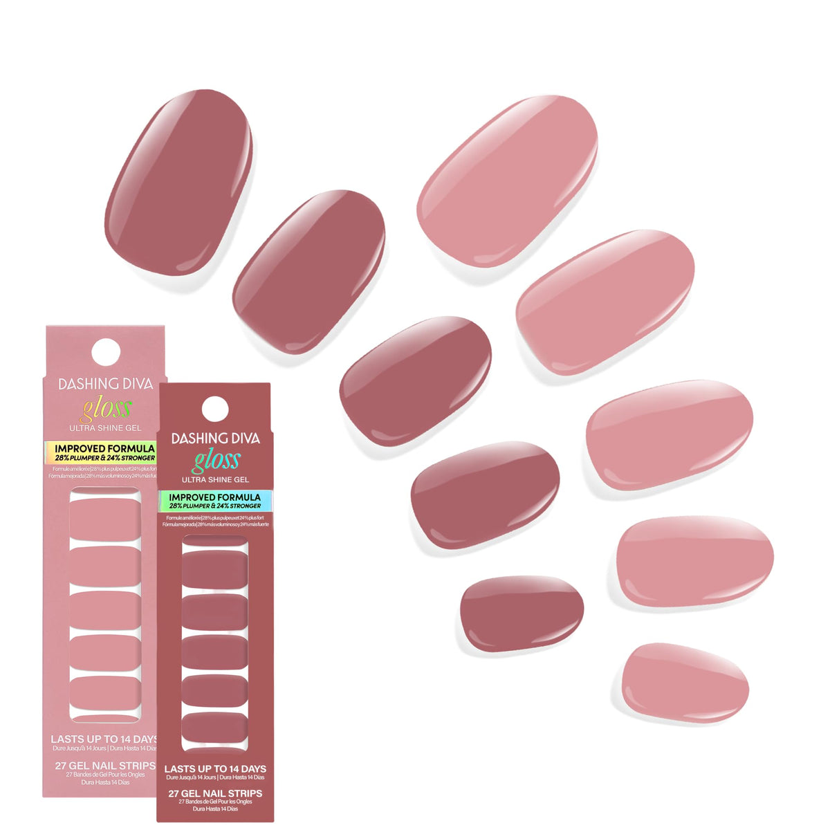 Dashing Diva front packaging showing two gel strip sets for quick salon finish