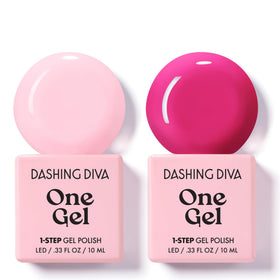 Dashing Diva duo front packaging showing both pink gel bottles and benefits