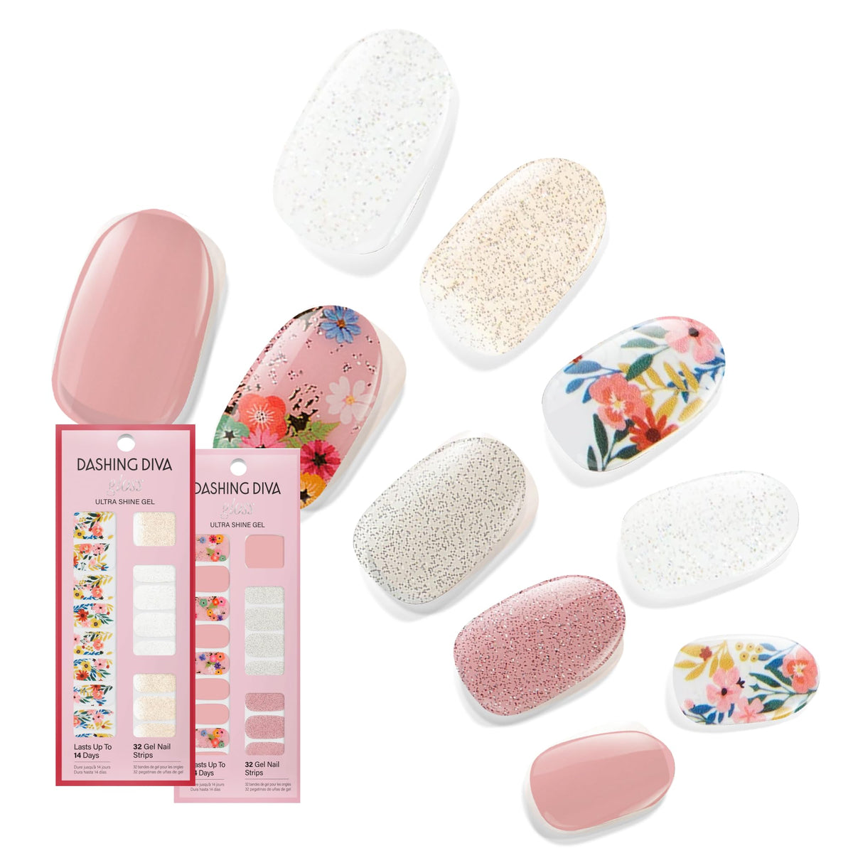 Dashing Diva front packaging showing Spring Florals bundle and glossy finish benefits