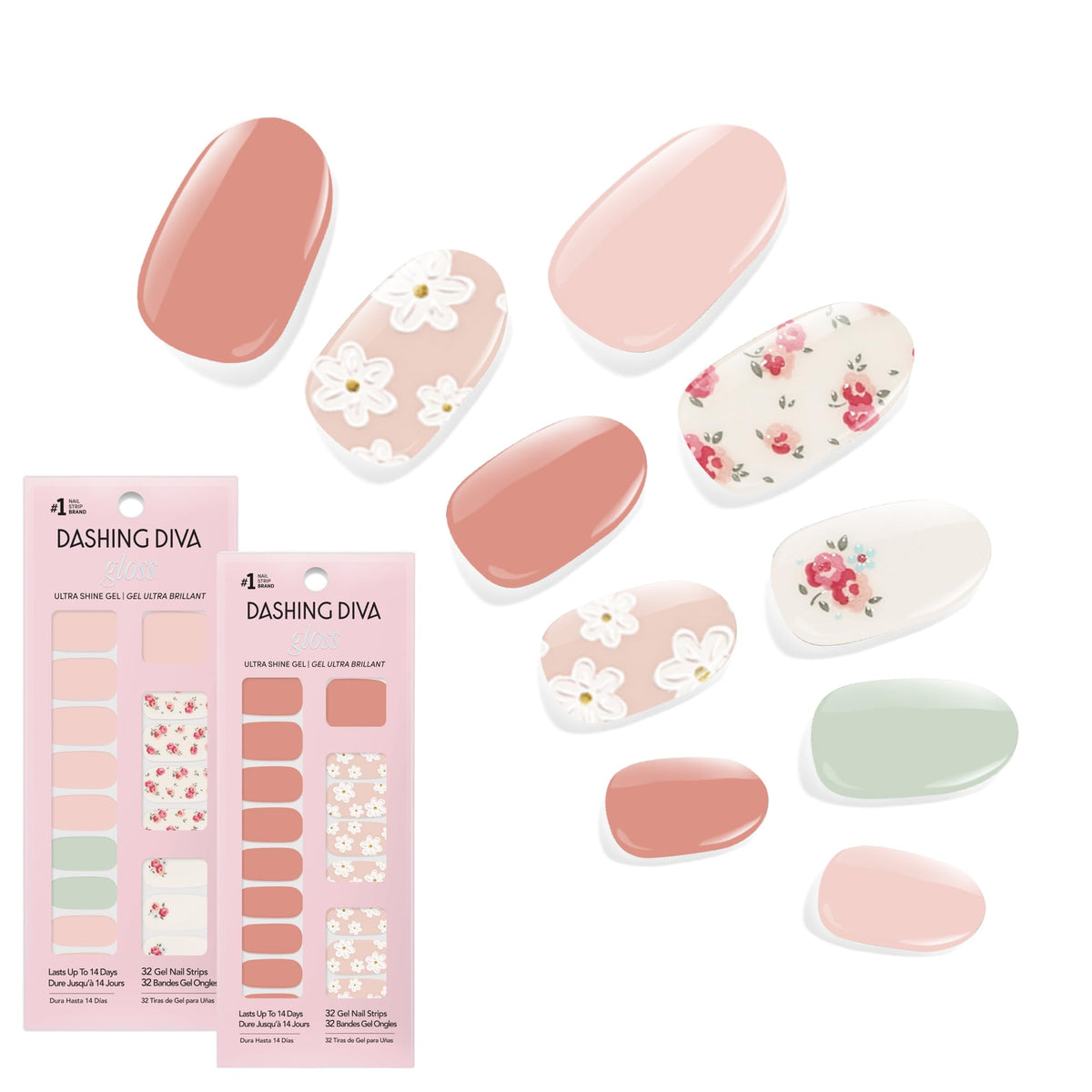Dashing Diva front packaging showing both Vintage Florals sets and benefit of convenience