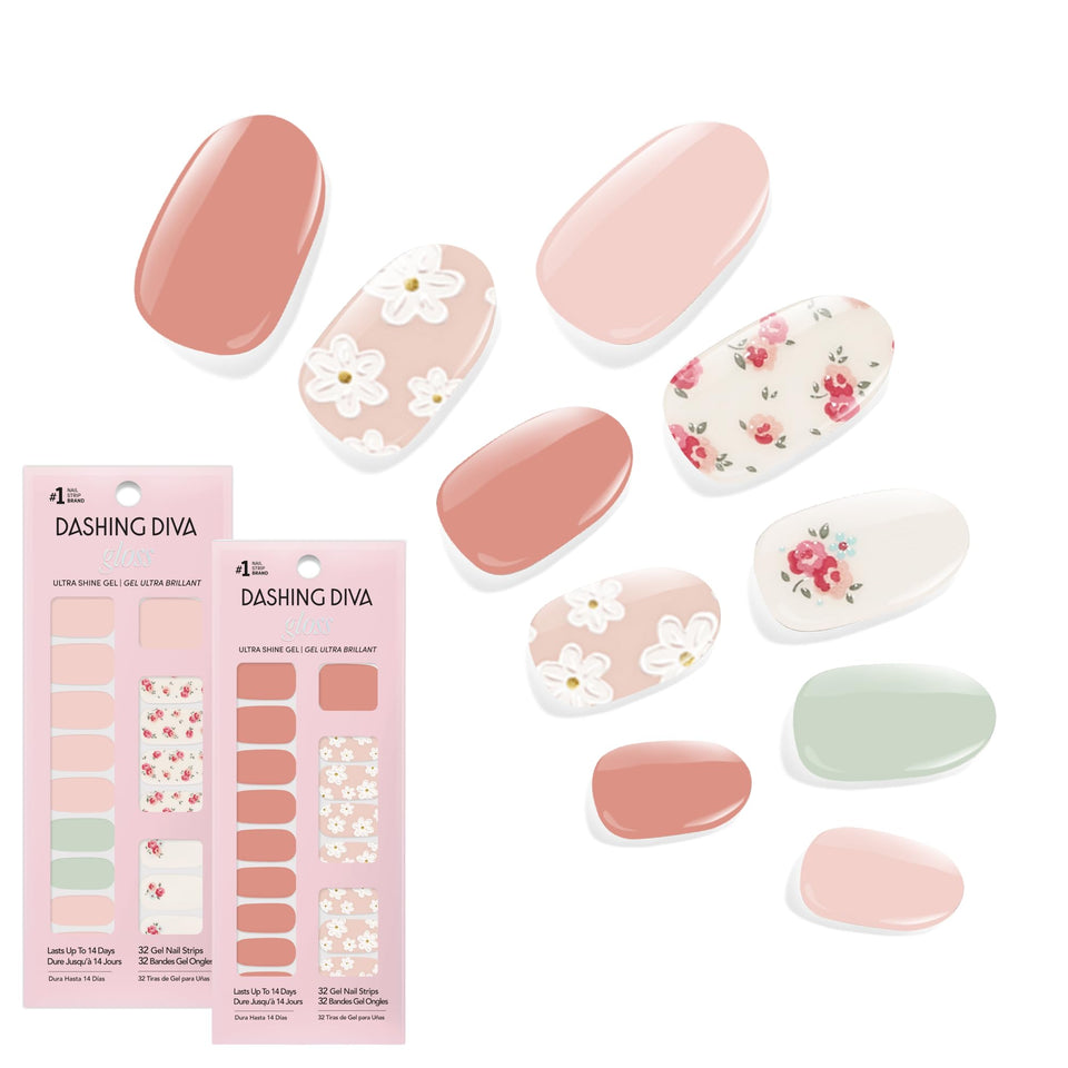 Dashing Diva front packaging showing both Vintage Florals sets and benefit of convenience