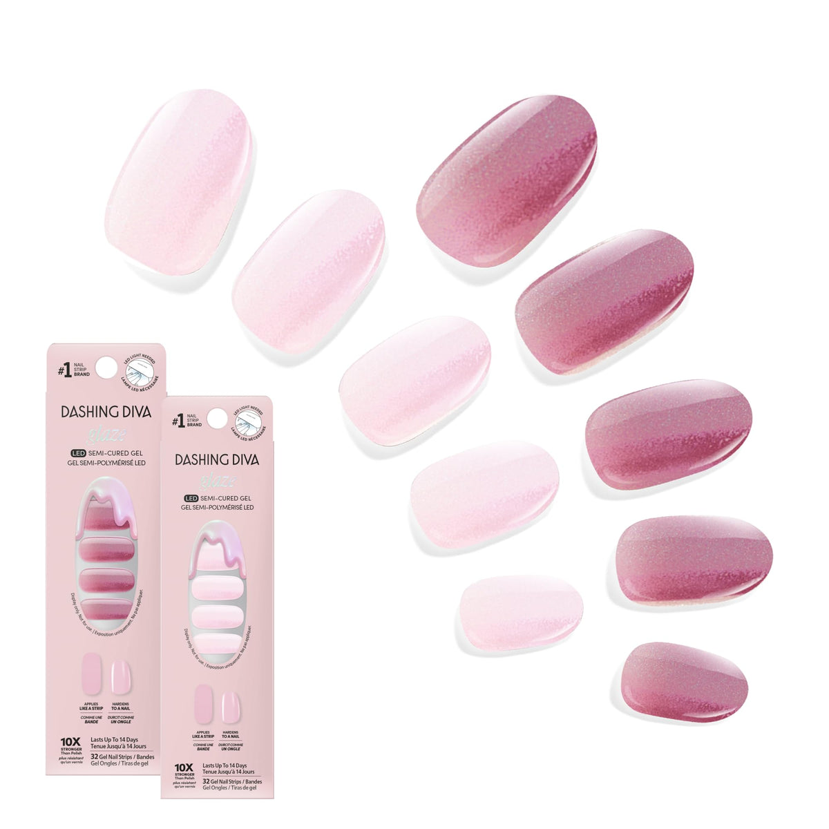 Dashing Diva front packaging showing both Strawberry and Sangria shades and benefits