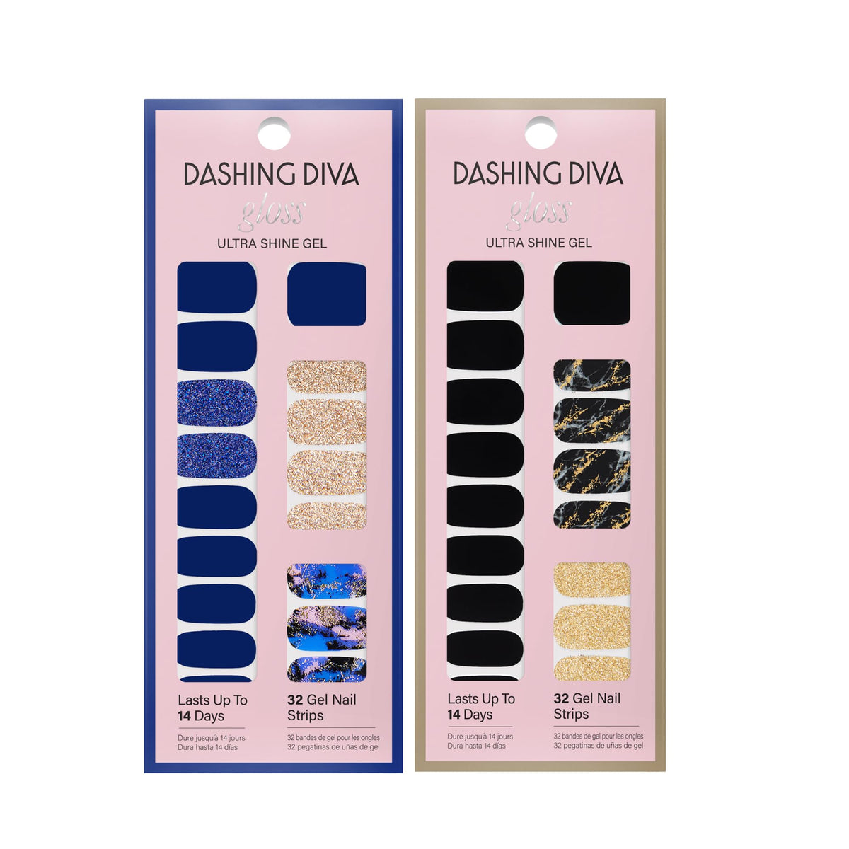 Dashing Diva glossy finish detail reflecting light to show long-lasting high shine