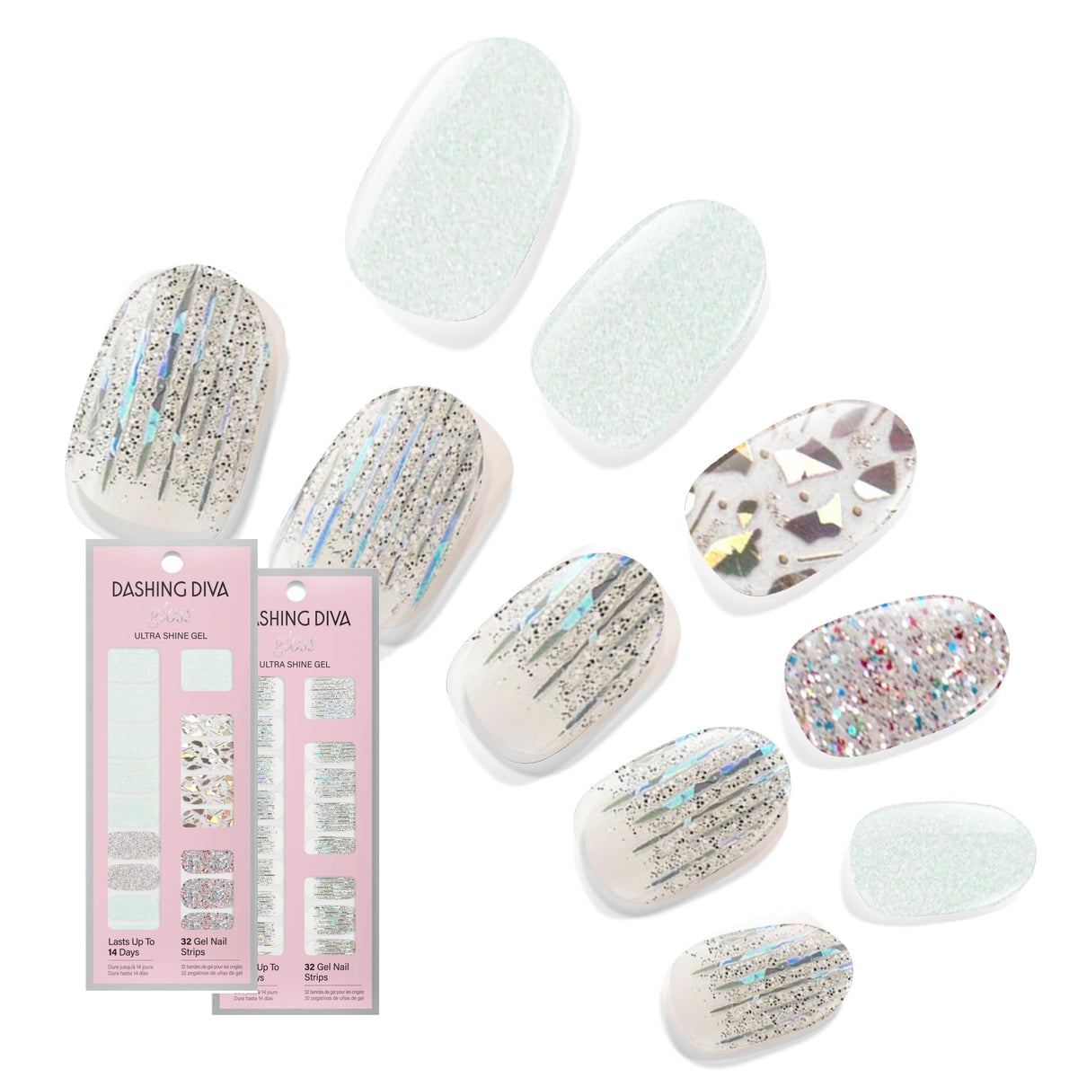 Dashing Diva front packaging showing both Glam Collection sets for quick salon results