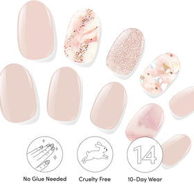 Dashing Diva on hand wearing Crystal Clear strips for translucent glossy nails