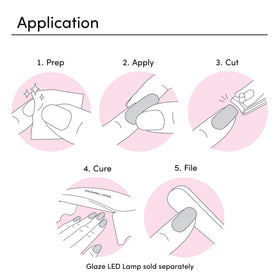 All kit contents arranged showing Dashing Diva strips, prep pad, file, and stick for easy use