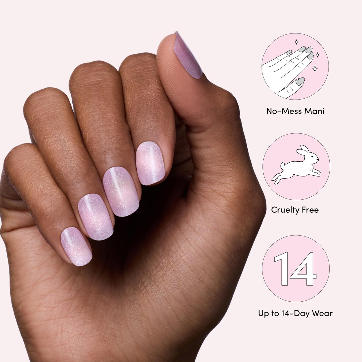 Finished Dashing Diva Hula Knows manicure on model highlighting sculpted gel-look shine