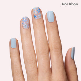 Dashing Diva June Bloom strip close-up highlighting glossy floral detail