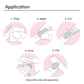Dashing Diva kit contents laid out showing strips, prep pad, file, and stick for easy at-home use